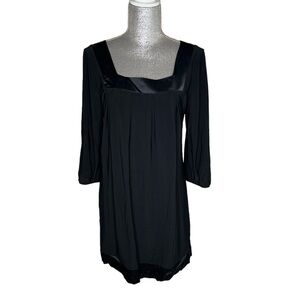 WHBM Black Dress Silk Trim Size Medium